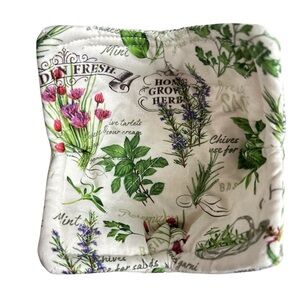 Hand Crafted Colorful Green Herb Garden Microwave Small Bowl Cozy 100% Cotton